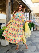 Yellow Floral Cotton Dupatta Set - pasoya